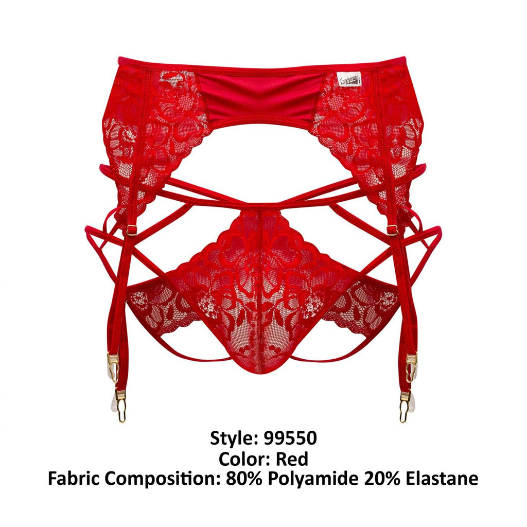 CandyMan Lace Garter-Jockstrap Outfit - Red