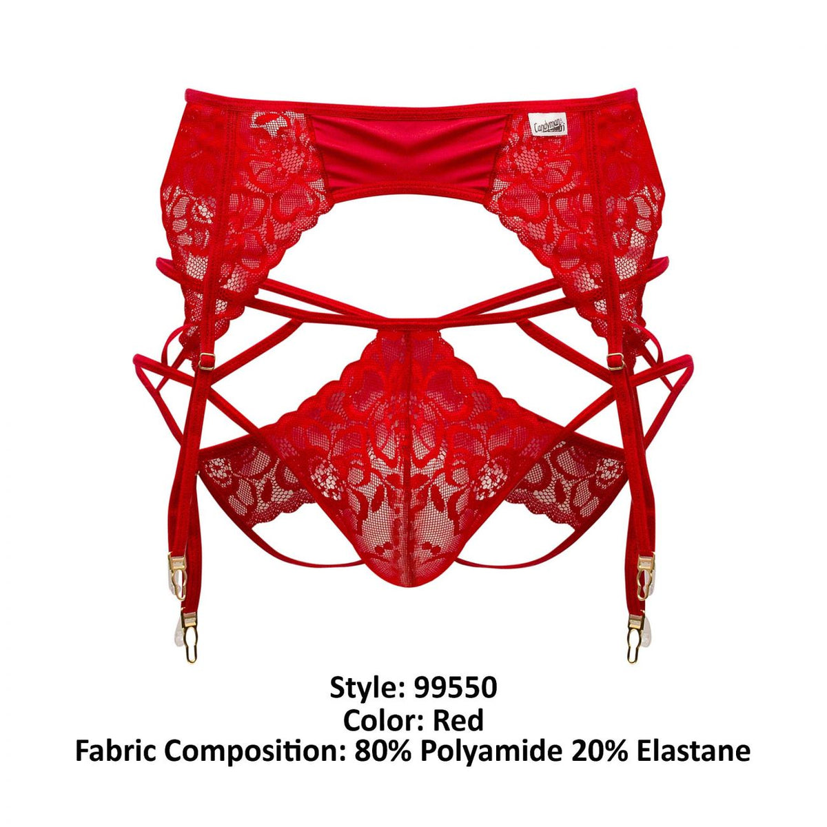 CandyMan Lace Garter-Jockstrap Outfit - Red