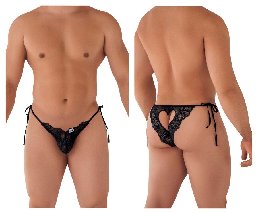 CandyMan Lace Heart Bikini - Black