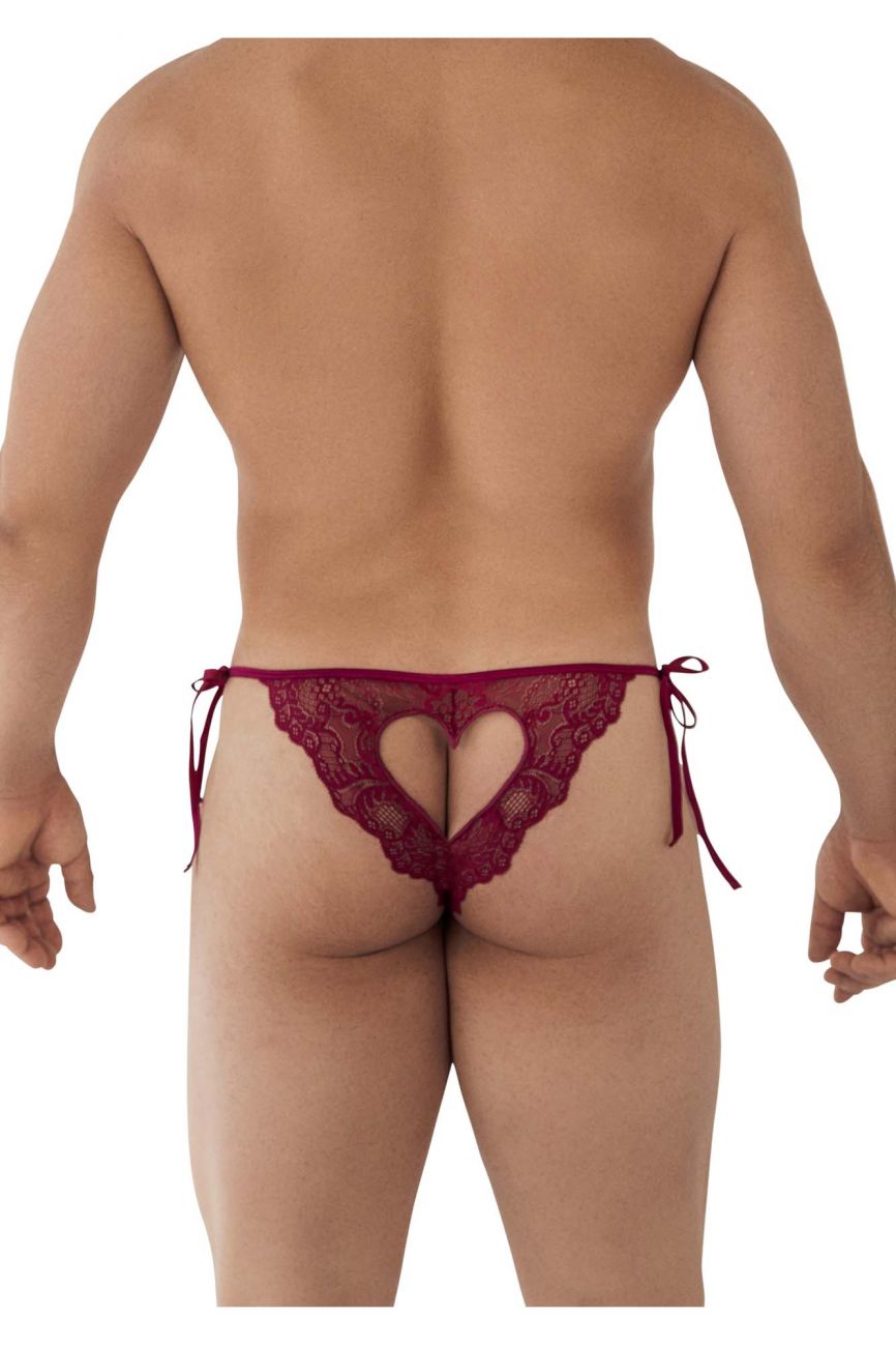 CandyMan Lace Heart Bikini - Burgundy