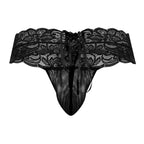 CandyMan Strappy Back Lace Mesh Thongs - Black