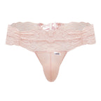 CandyMan Lace Mesh Thongs - Rose