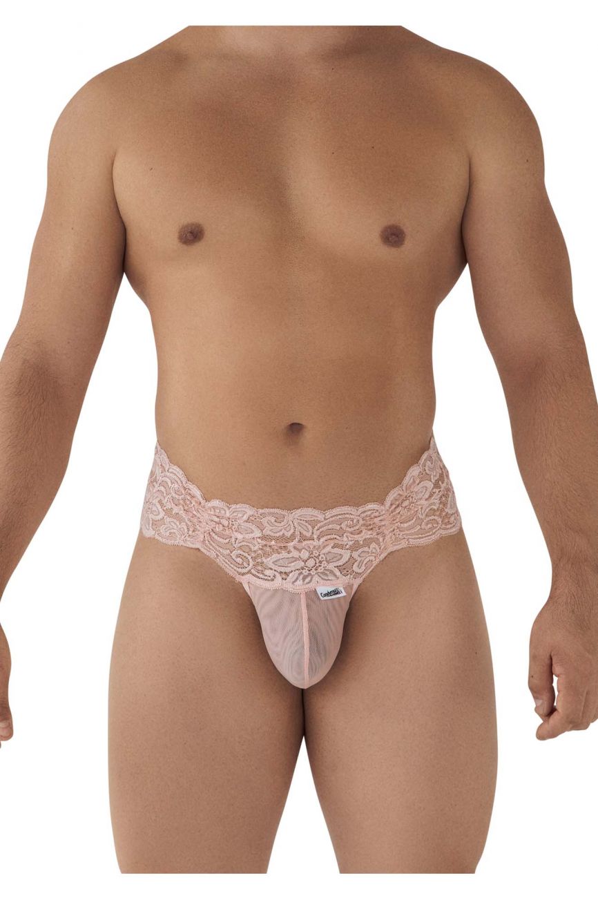 CandyMan Lace Mesh Thongs - Rose