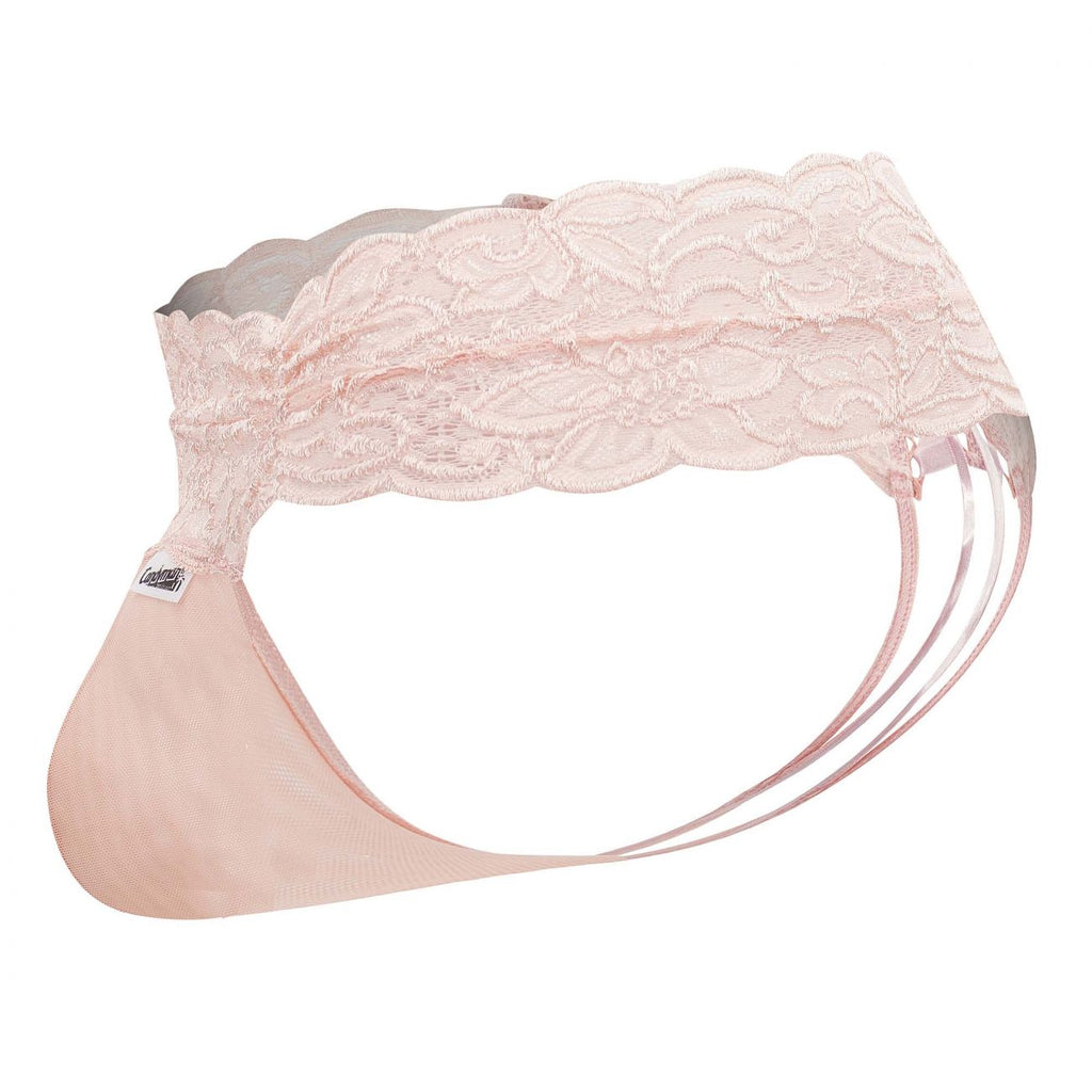 CandyMan Lace Mesh Thongs - Rose