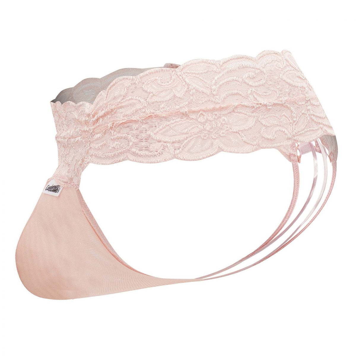 CandyMan Lace Mesh Thongs - Rose