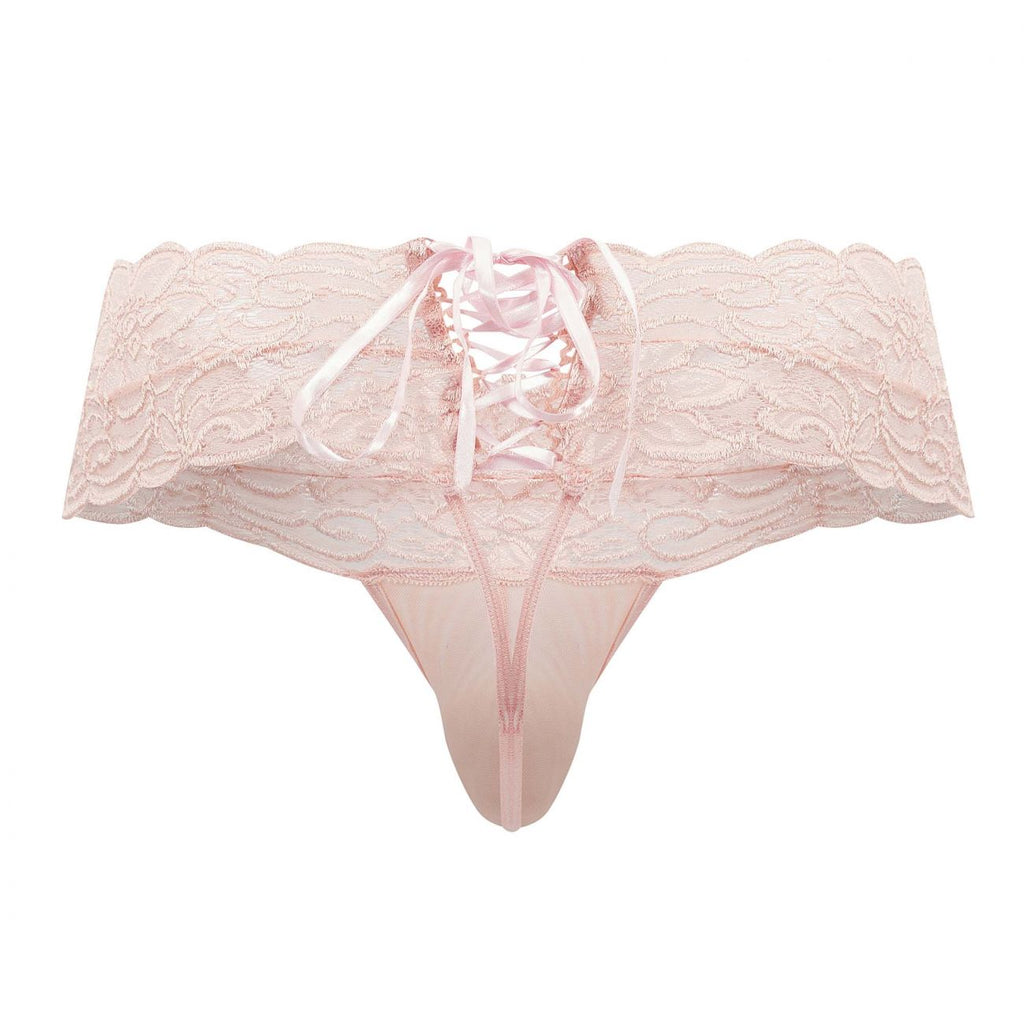 CandyMan Lace Mesh Thongs - Rose