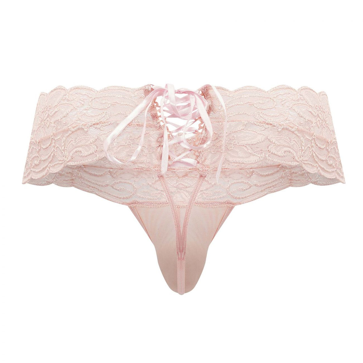 CandyMan Lace Mesh Thongs - Rose