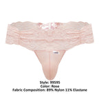 CandyMan Lace Mesh Thongs - Rose
