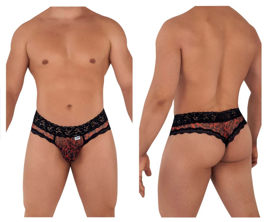 CandyMan Mesh-Lace Thongs - Leopard Print