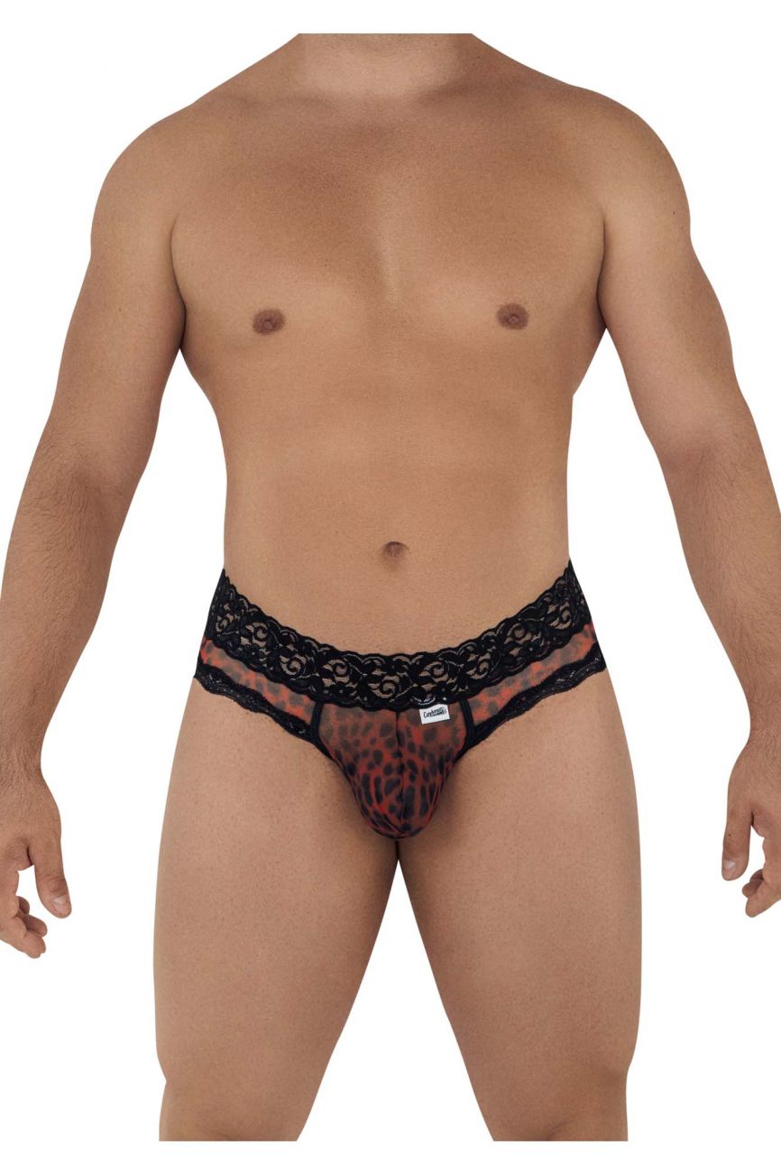 CandyMan Mesh-Lace Thongs - Leopard Print