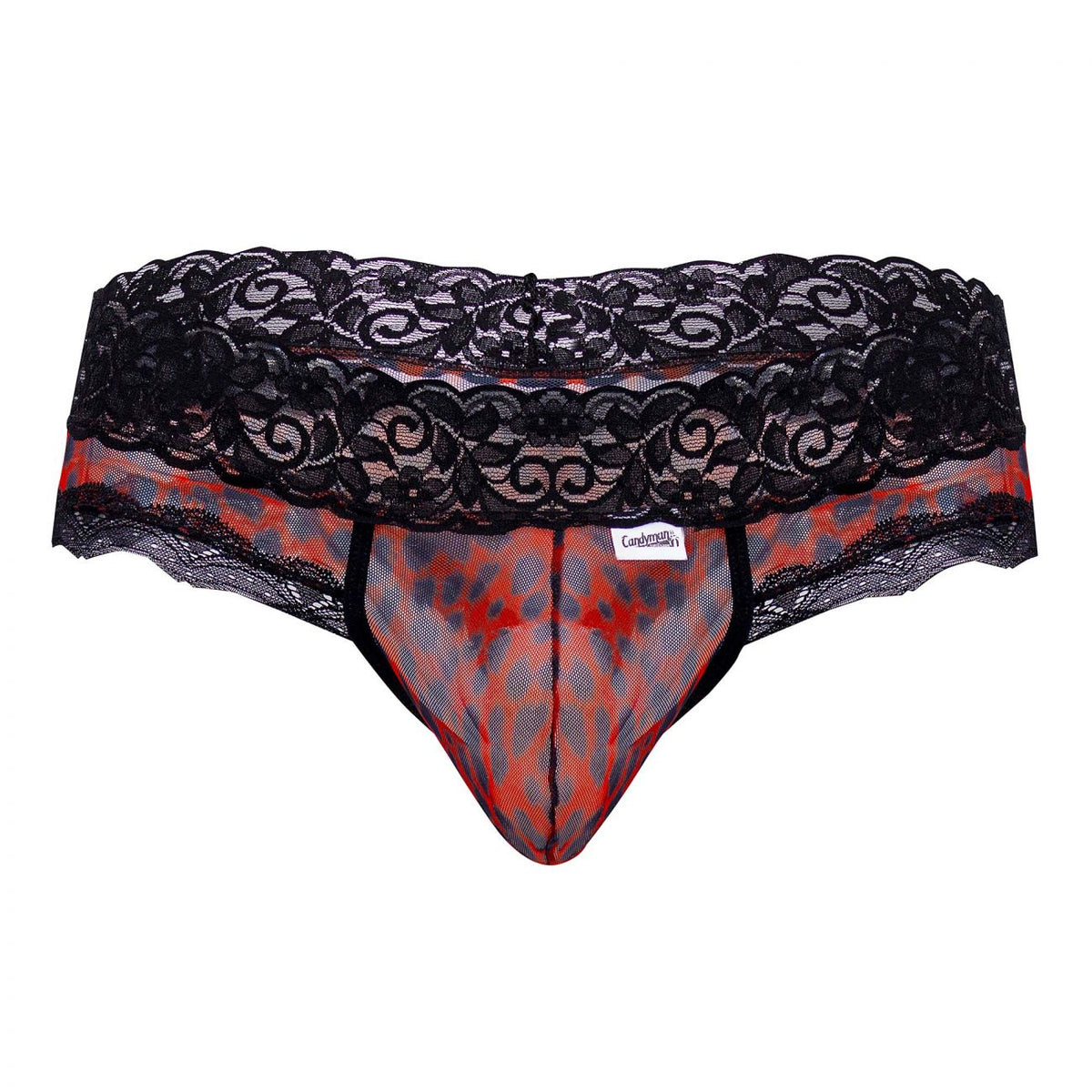 CandyMan Mesh-Lace Thongs - Leopard Print