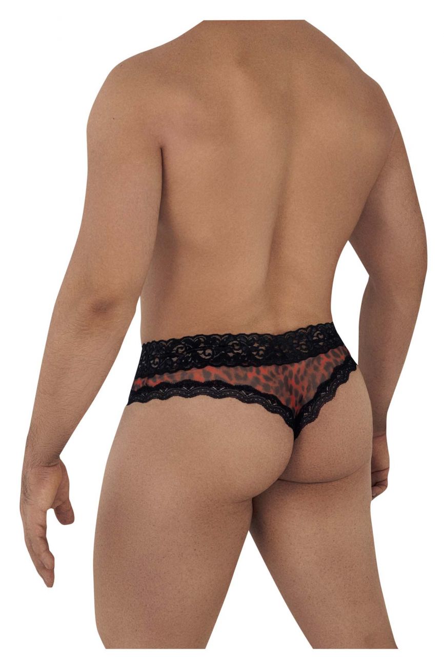 CandyMan Mesh-Lace Thongs - Leopard Print