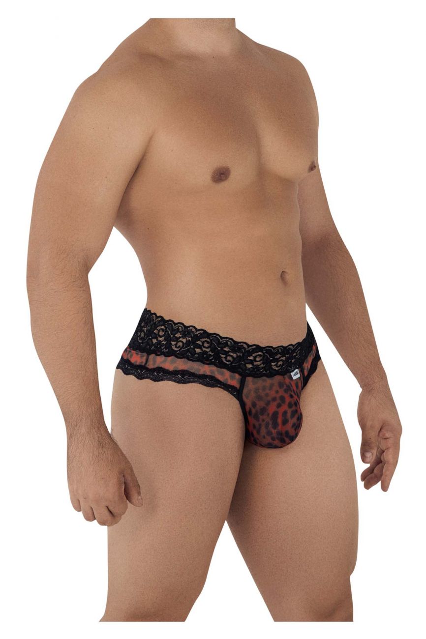 CandyMan Mesh-Lace Thongs - Leopard Print