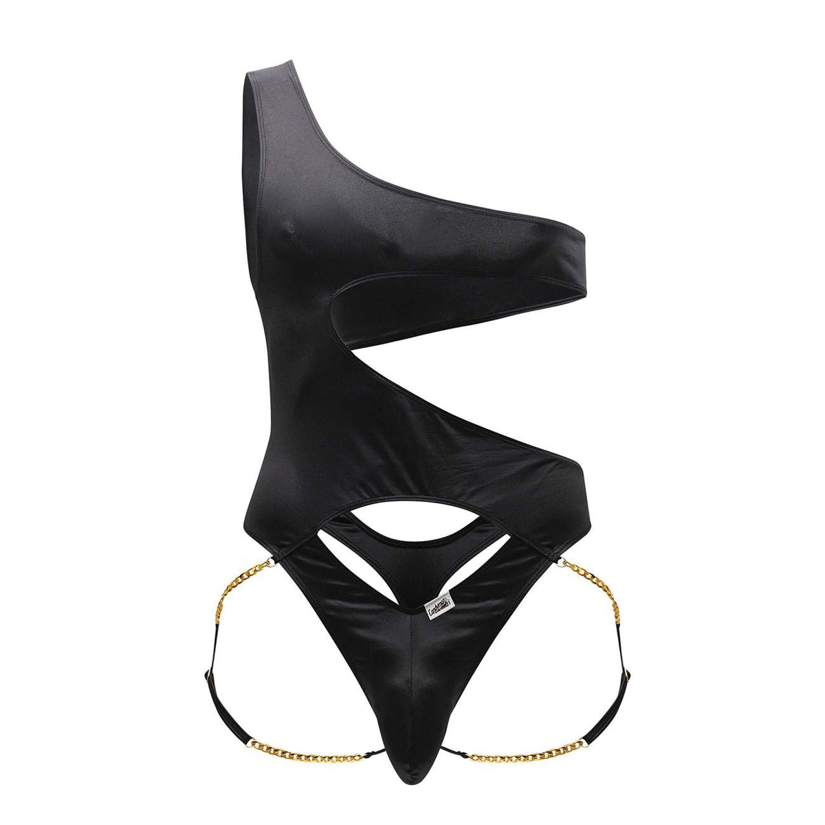 CandyMan Chain One Shoulder Bodysuit - Black