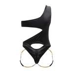 CandyMan Chain One Shoulder Bodysuit - Black