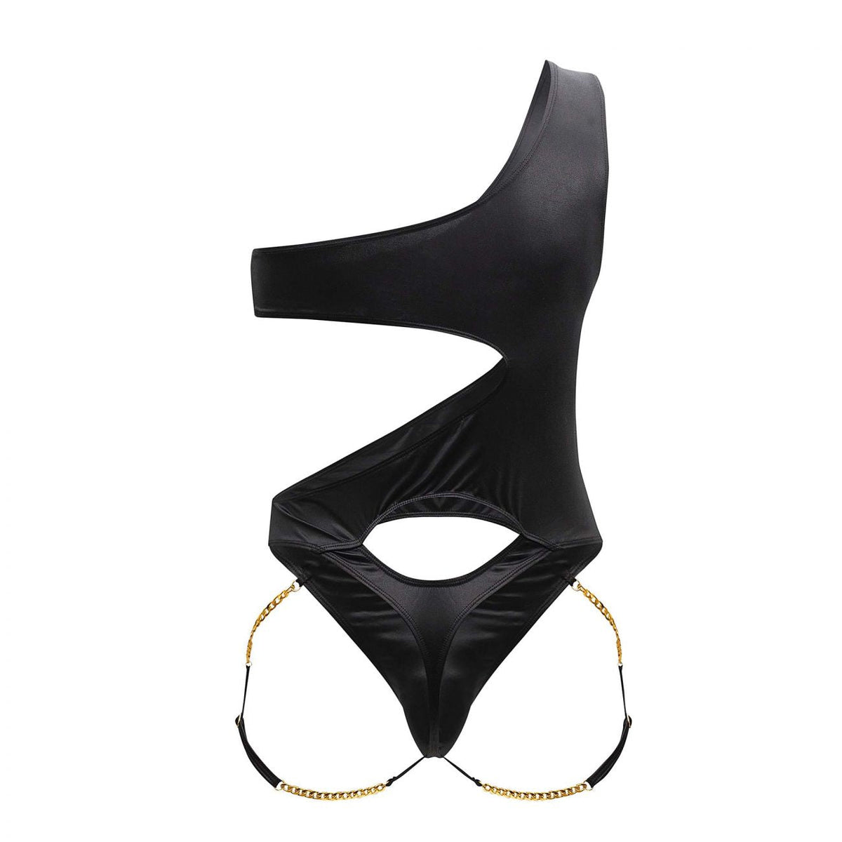 CandyMan Chain One Shoulder Bodysuit - Black