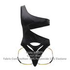 CandyMan Chain One Shoulder Bodysuit - Black