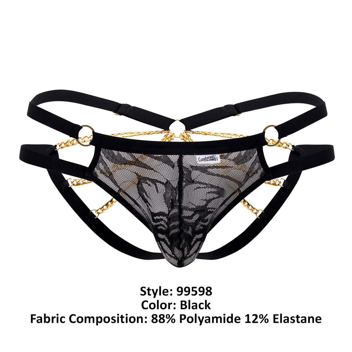 CandyMan Lace and Chain Bikini - Black