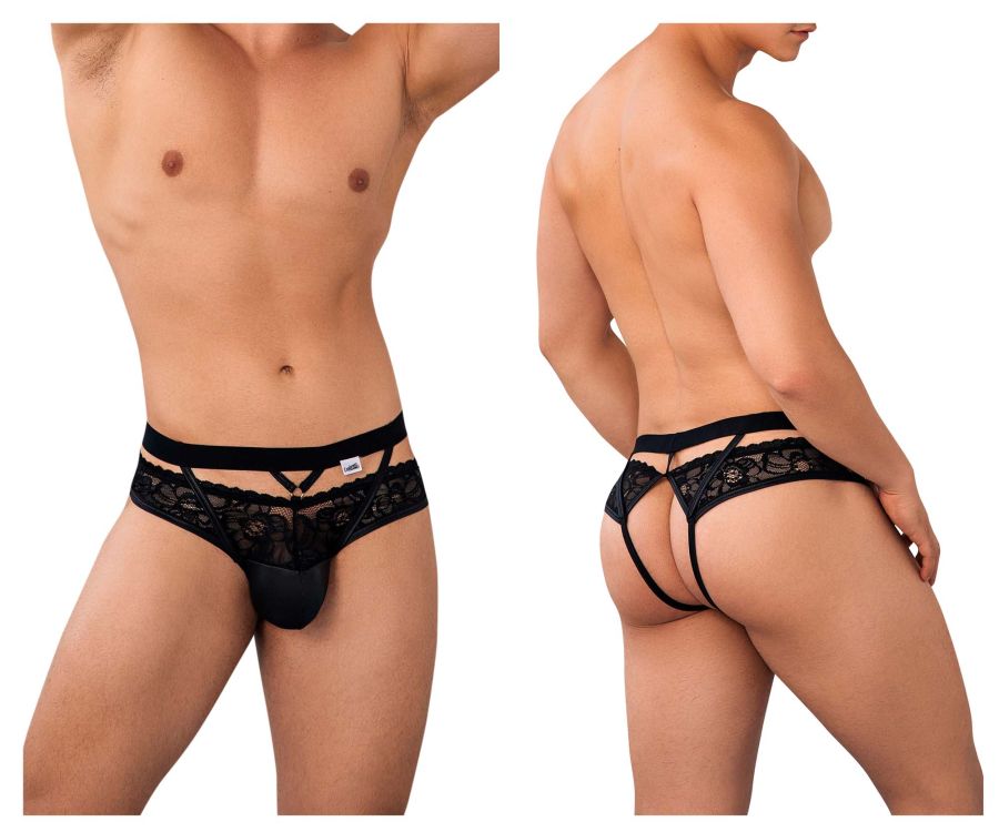 CandyMan Lace Back Jockstrap - Black