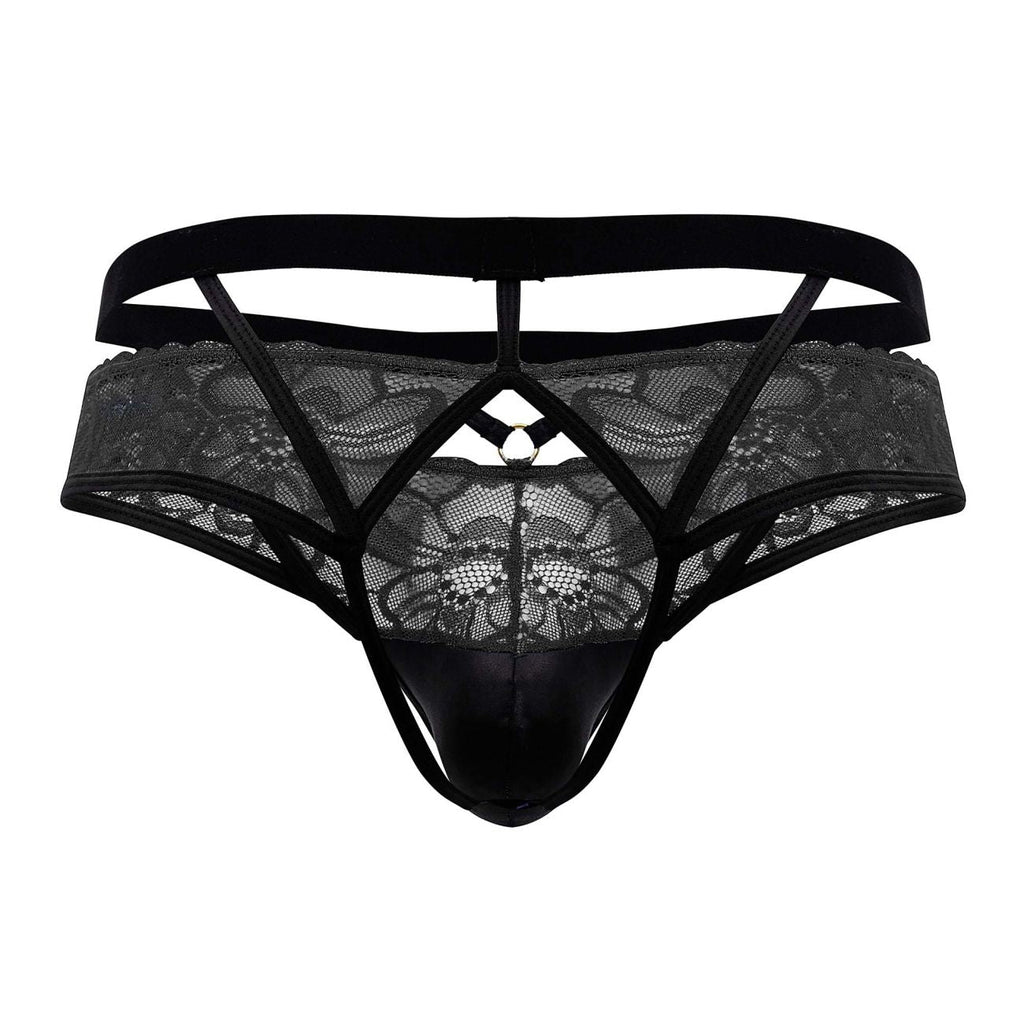 CandyMan Lace Back Jockstrap - Black