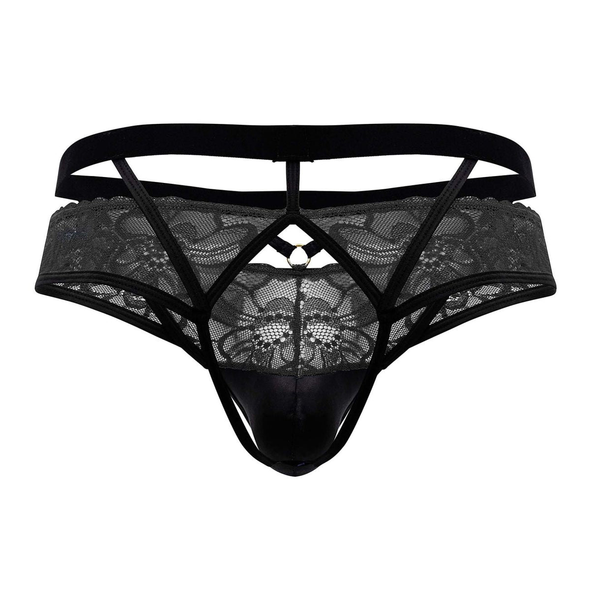 CandyMan Lace Back Jockstrap - Black