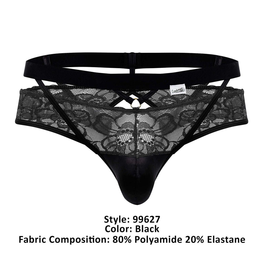 CandyMan Lace Back Jockstrap - Black