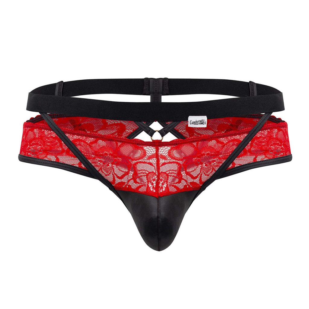 CandyMan Lace Jockstrap - Red