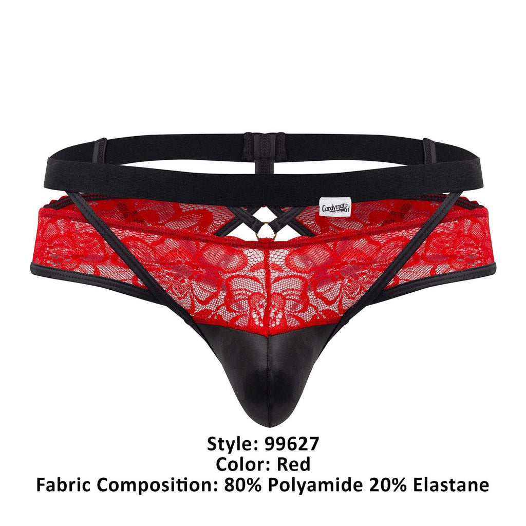 CandyMan Lace Jockstrap - Red