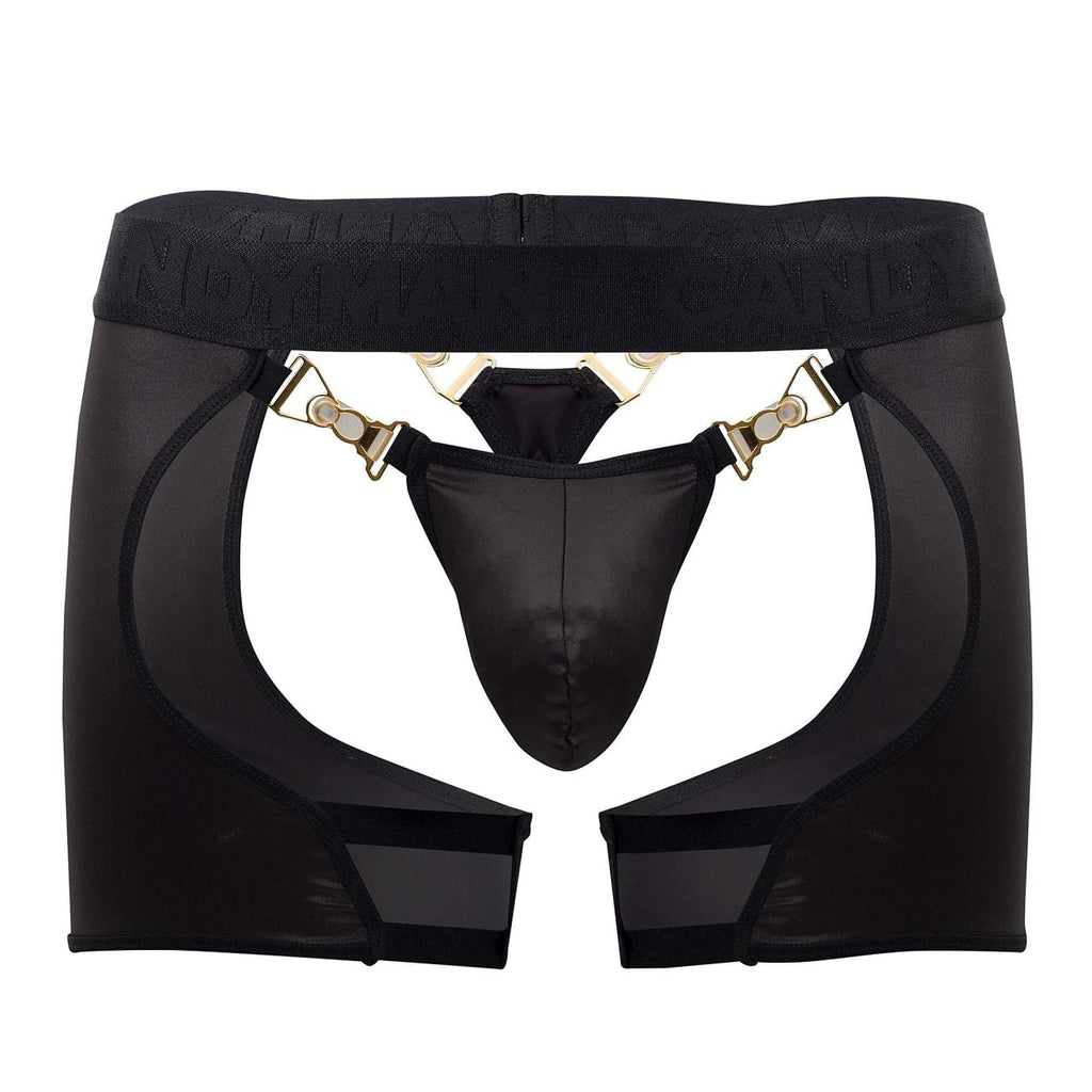 CandyMan Chaps Thongs - Black