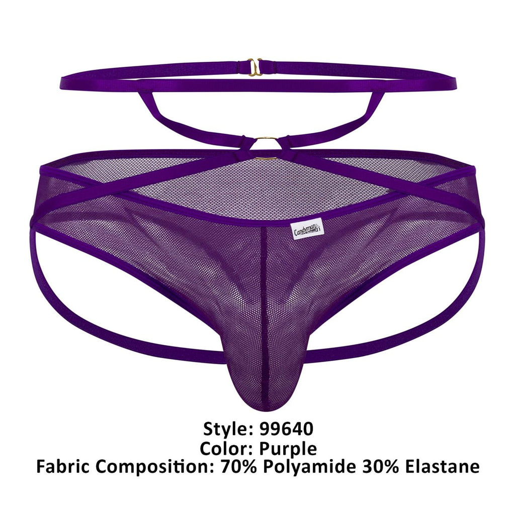 CandyMan Mesh Thongs - Purple