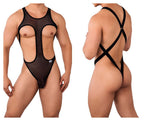 CandyMan Transparent Mesh Bodysuit - Black