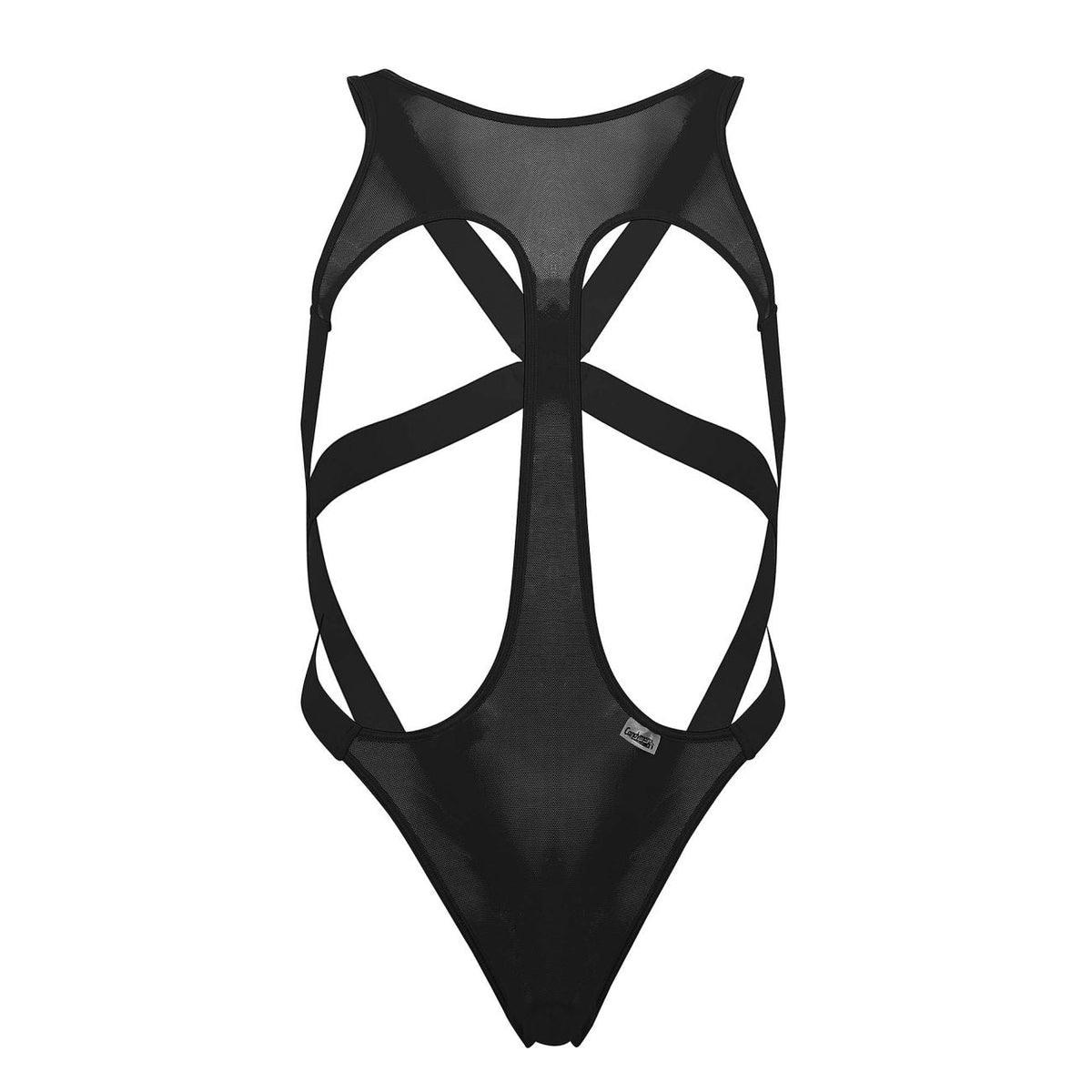 CandyMan Transparent Mesh Bodysuit - Black