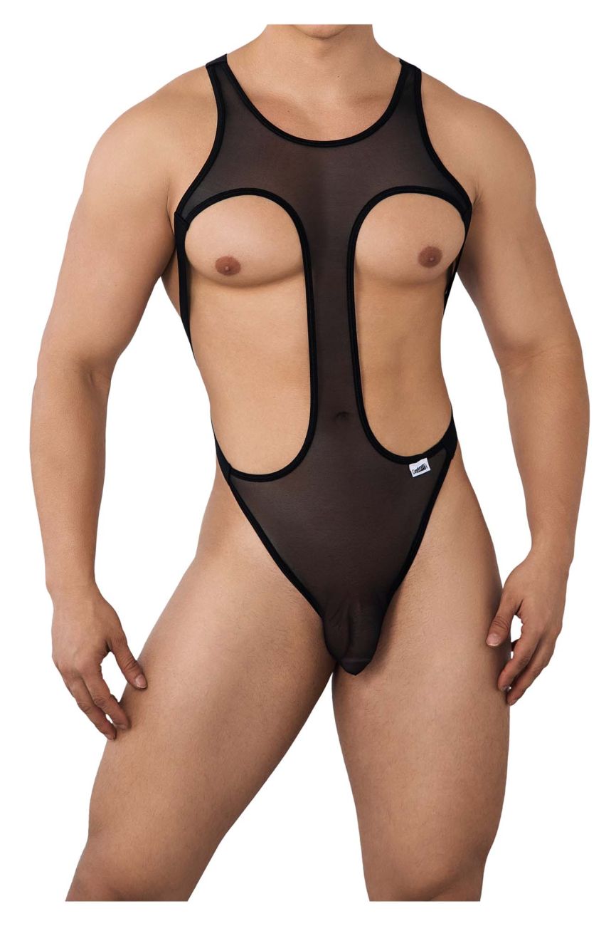 CandyMan Transparent Mesh Bodysuit - Black