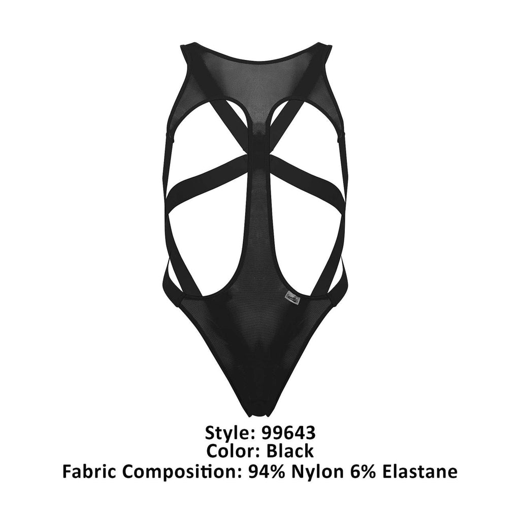 CandyMan Transparent Mesh Bodysuit - Black