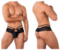 CandyMan Seamed Pouch Lace Thongs - Black