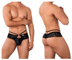 CandyMan Seamed Pouch Lace Thongs - Black