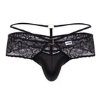 CandyMan Seamed Pouch Lace Thongs - Black