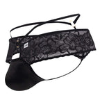 CandyMan Seamed Pouch Lace Thongs - Black