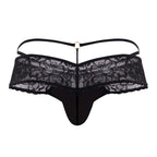 CandyMan Seamed Pouch Lace Thongs - Black