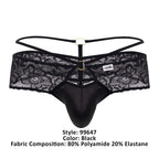 CandyMan Seamed Pouch Lace Thongs - Black