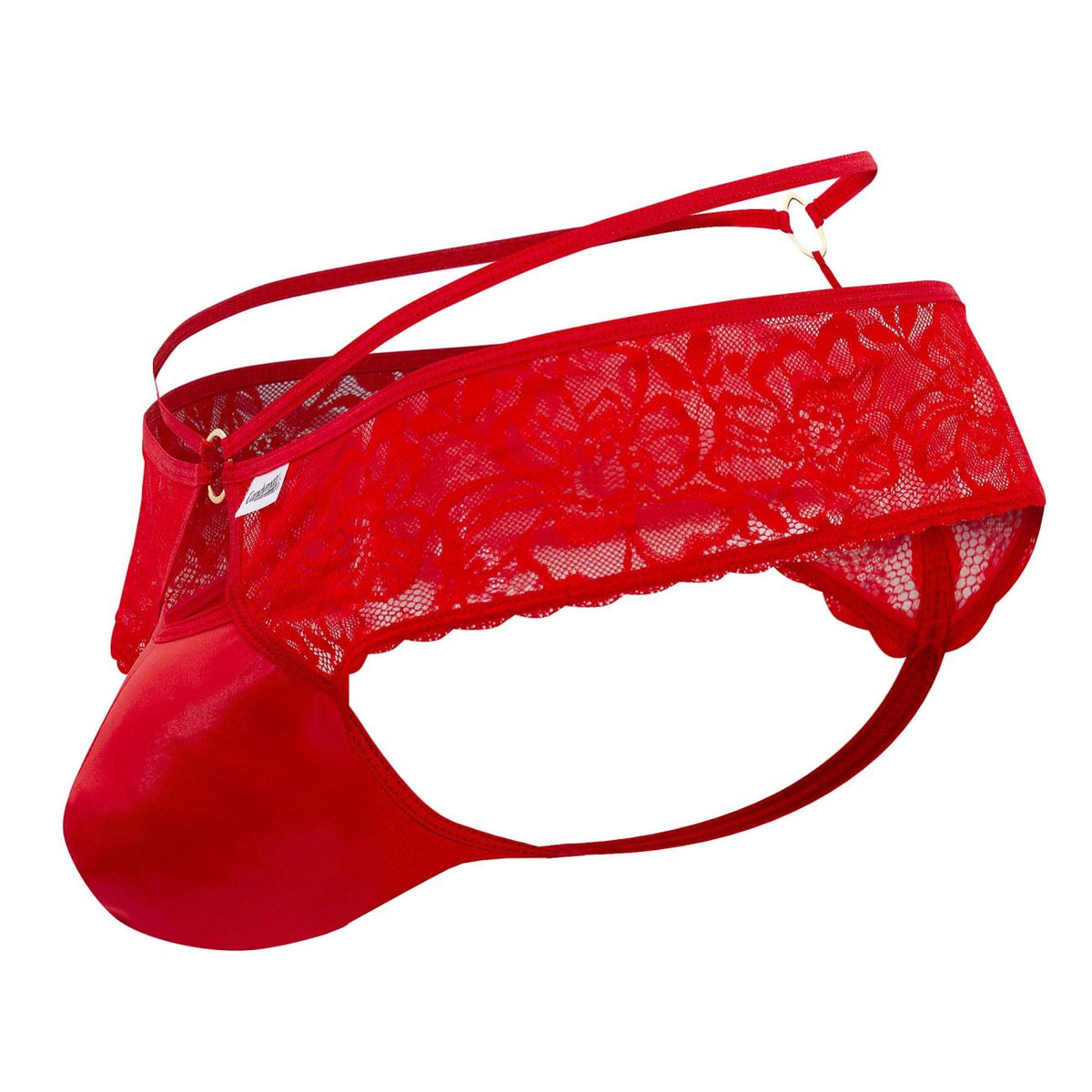 CandyMan Seamed Pouch Lace Thongs - Red