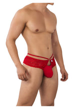 CandyMan Seamed Pouch Lace Thongs - Red