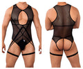 CandyMan Open Rear Mesh Bodysuit - Black