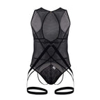 CandyMan Open Rear Mesh Bodysuit - Black