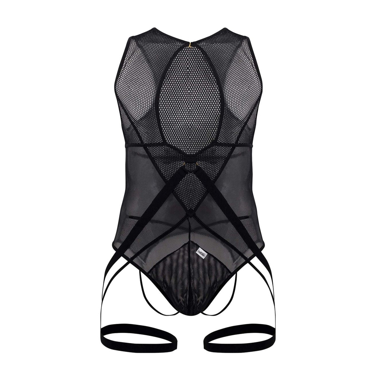 CandyMan Open Rear Mesh Bodysuit - Black