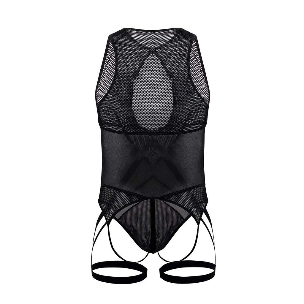 CandyMan Open Rear Mesh Bodysuit - Black