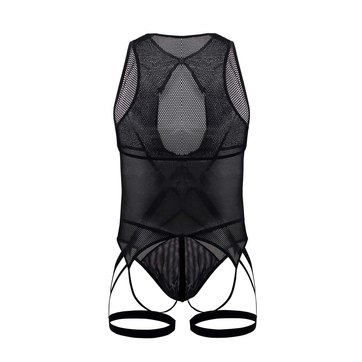 CandyMan Open Rear Mesh Bodysuit - Black