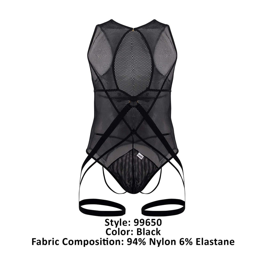 CandyMan Open Rear Mesh Bodysuit - Black