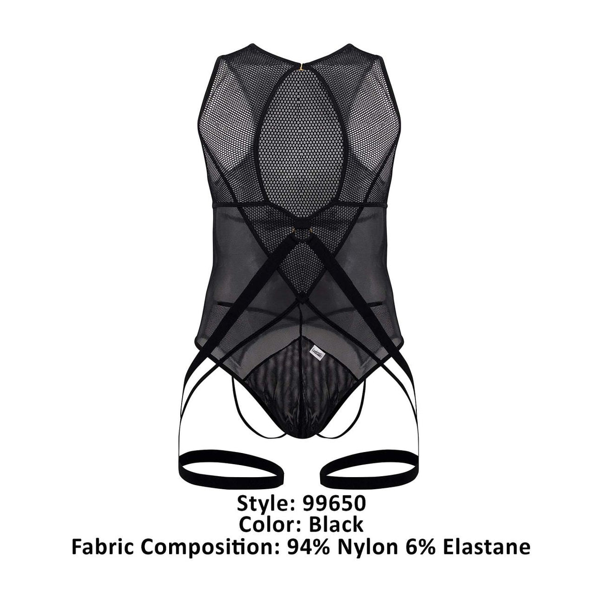 CandyMan Open Rear Mesh Bodysuit - Black