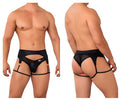 CandyMan Microfiber Garter Thongs - Black